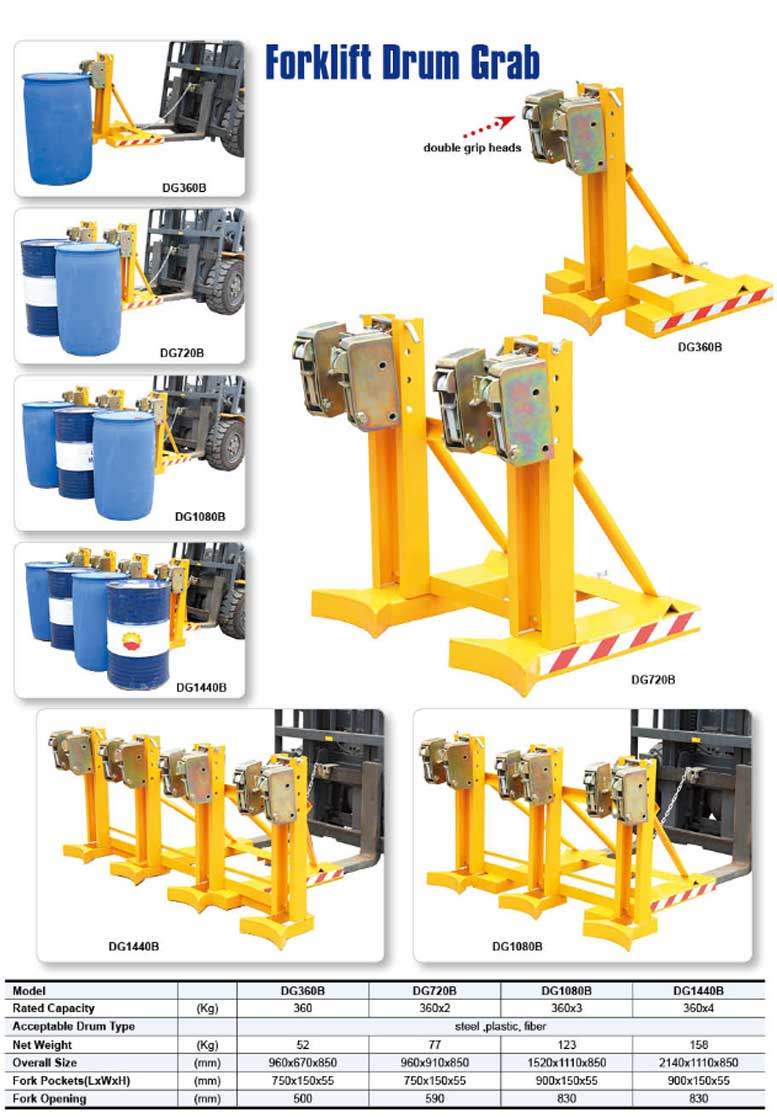 מתקן לשינוע חביות פלסטיק במלגזה GR101