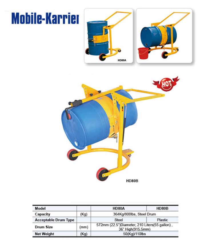 עגלת שינוע ידנית מהפכת חביות דגם-HD80A-B עגלת שינוע ידנית מהפכת חביות דגם-HD80A-B