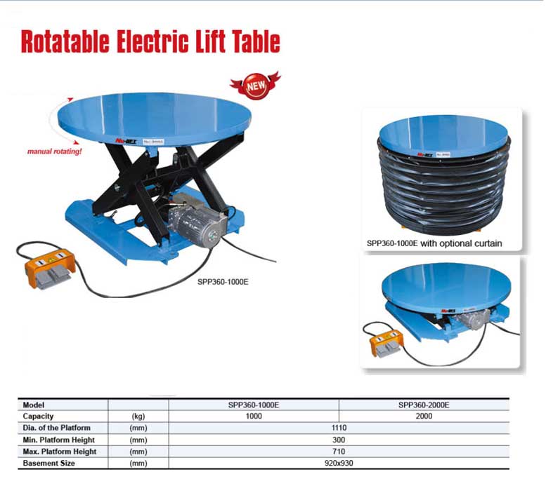 שולחן הרמה חשמלי פלטה עגולה מסתובבת דגם -SPP360-1000E