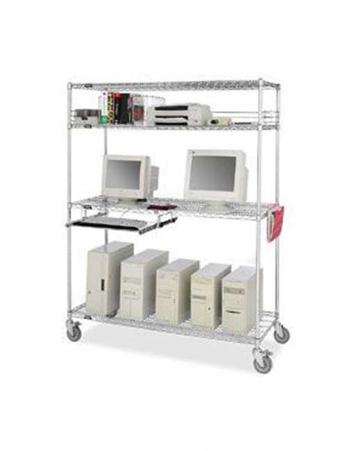 עגלות רשת ציפוי כרום ניקל עמדת מחשב T